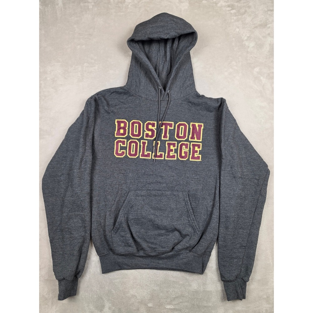 Champion Boston College Hoodie Mens Small Gray Fleece NCAA Sweatshirt